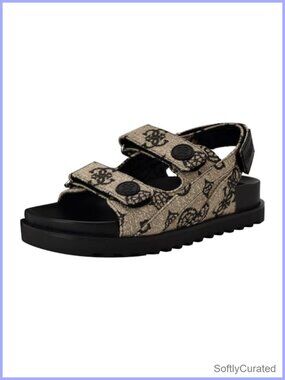 GUESS Fadey Open Toe Hook & Loop Flat Sandals Cushioned Platform Sole